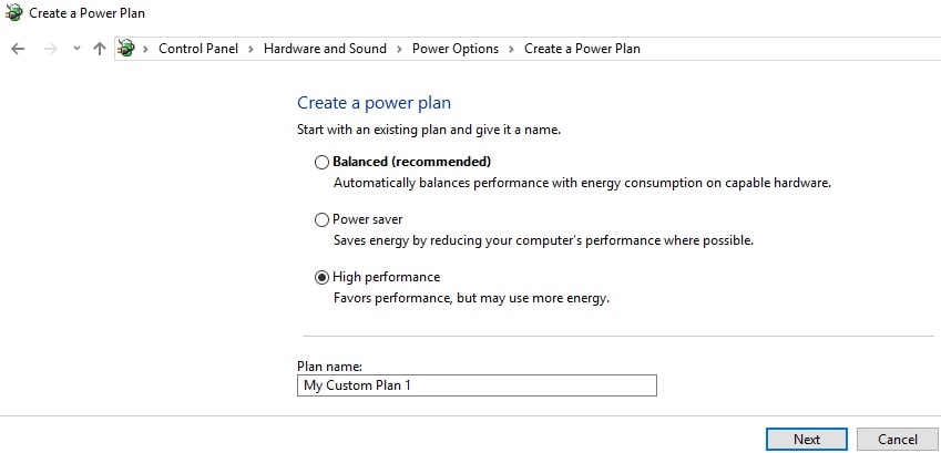 create a power plan