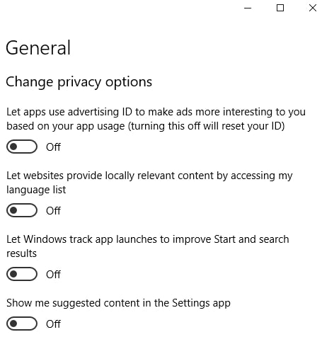 Privacy options