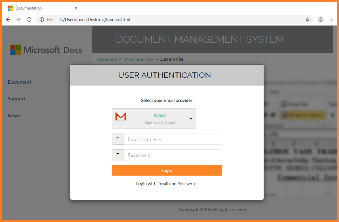 MS login page